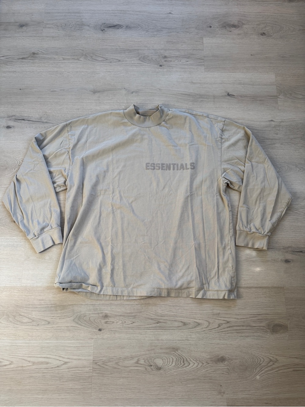 Essentials Men's Long Sleeve Logo Crewneck Shirt - Light Beige